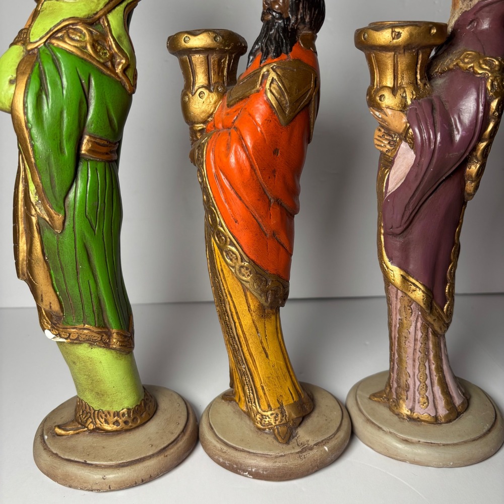 Vintage Set of Wise Men Nativity Figures Candle Holders Christmas Decor Ceramic - Picture 15 of 16
